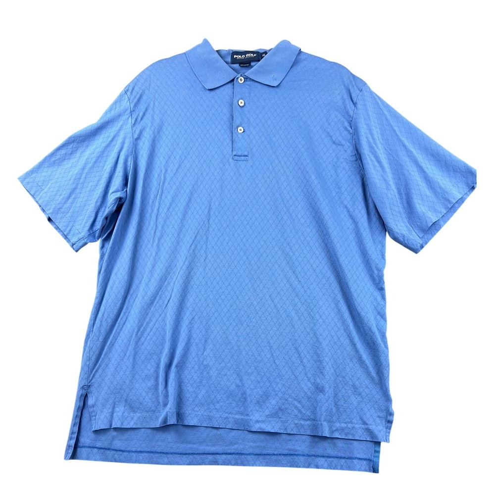 Polo Golf Ralph Lauren Mens XL Blue Diamond Knit Cotton Polo Shirt 3156